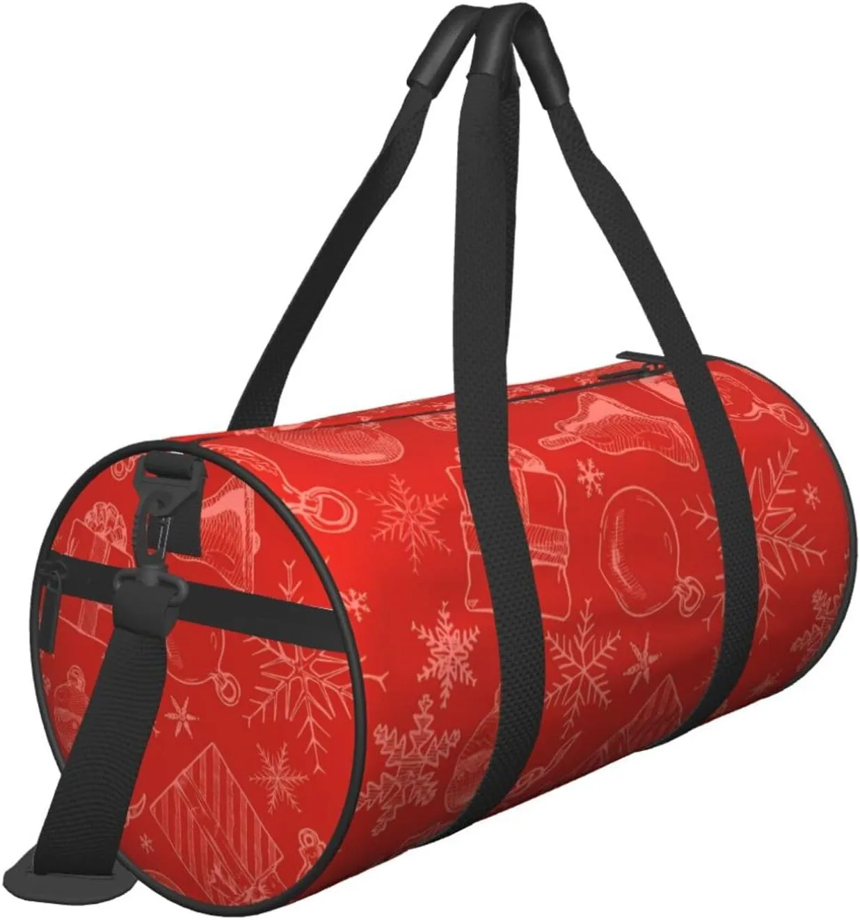 Sports Gym Duffle Bag Red Christmas Ring Foldable Lightweight Travel Bag