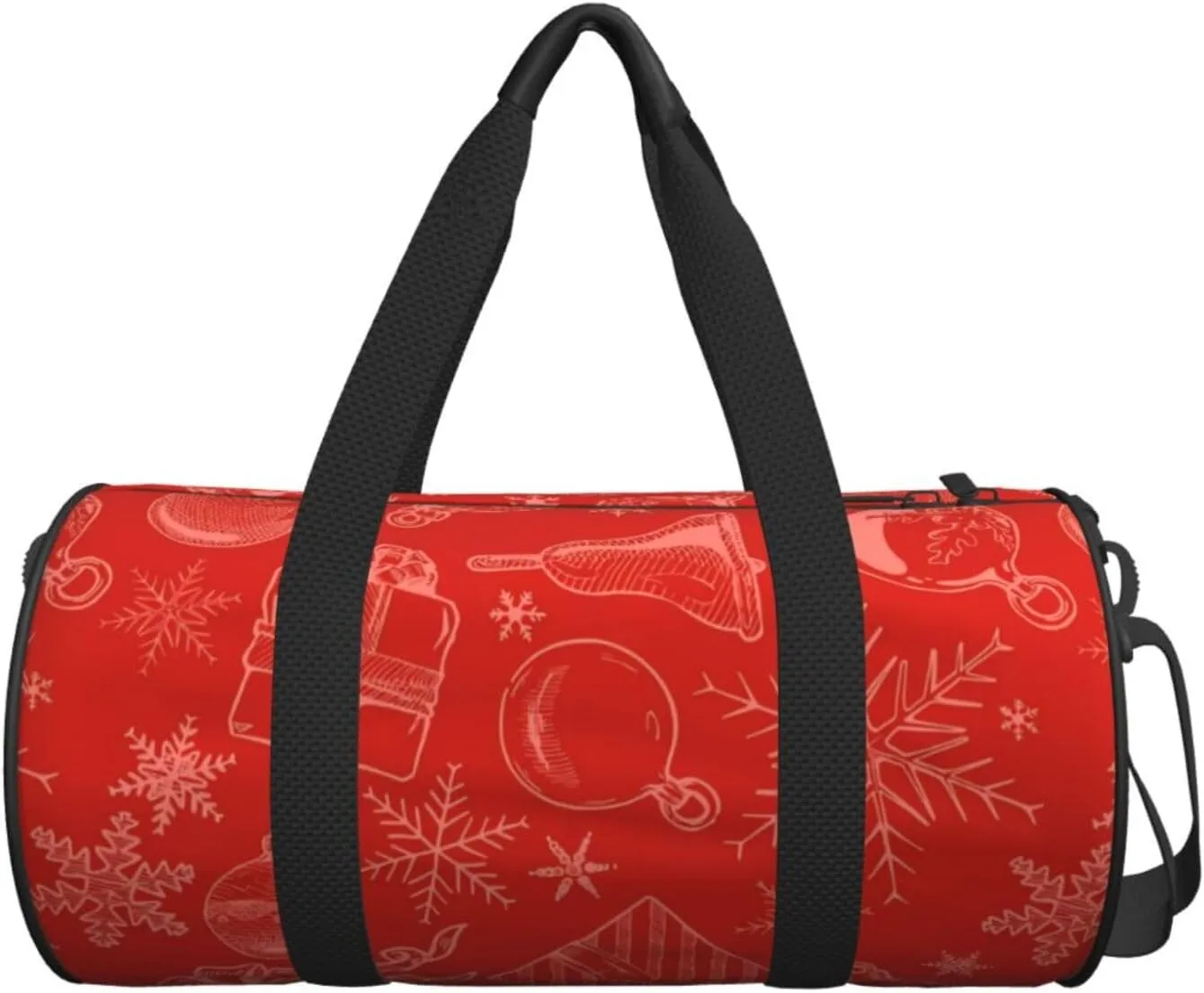 Sports Gym Duffle Bag Red Christmas Ring Foldable Lightweight Travel Bag