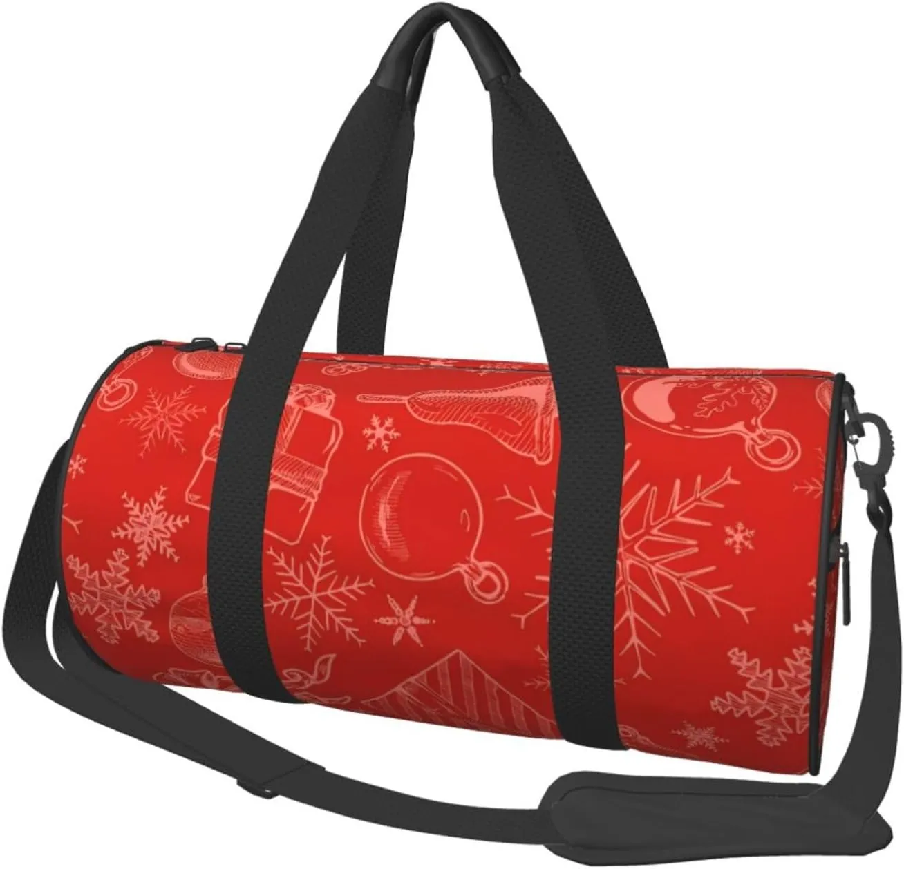 Sports Gym Duffle Bag Red Christmas Ring Foldable Lightweight Travel Bag