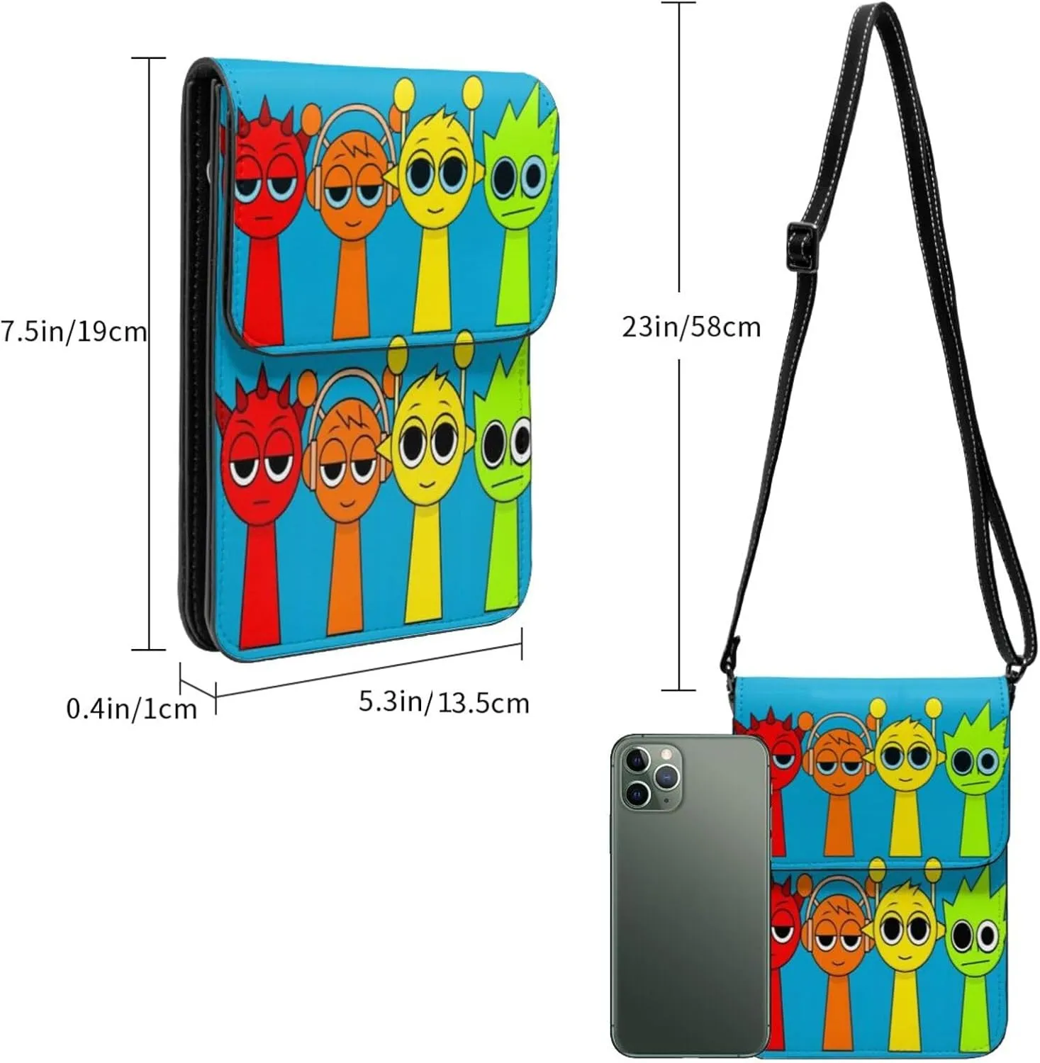 Sprunki Cell Phone Purse Crossbody Bag for Outdoor Travel Sports Camping Hiking Shoulder Bags
