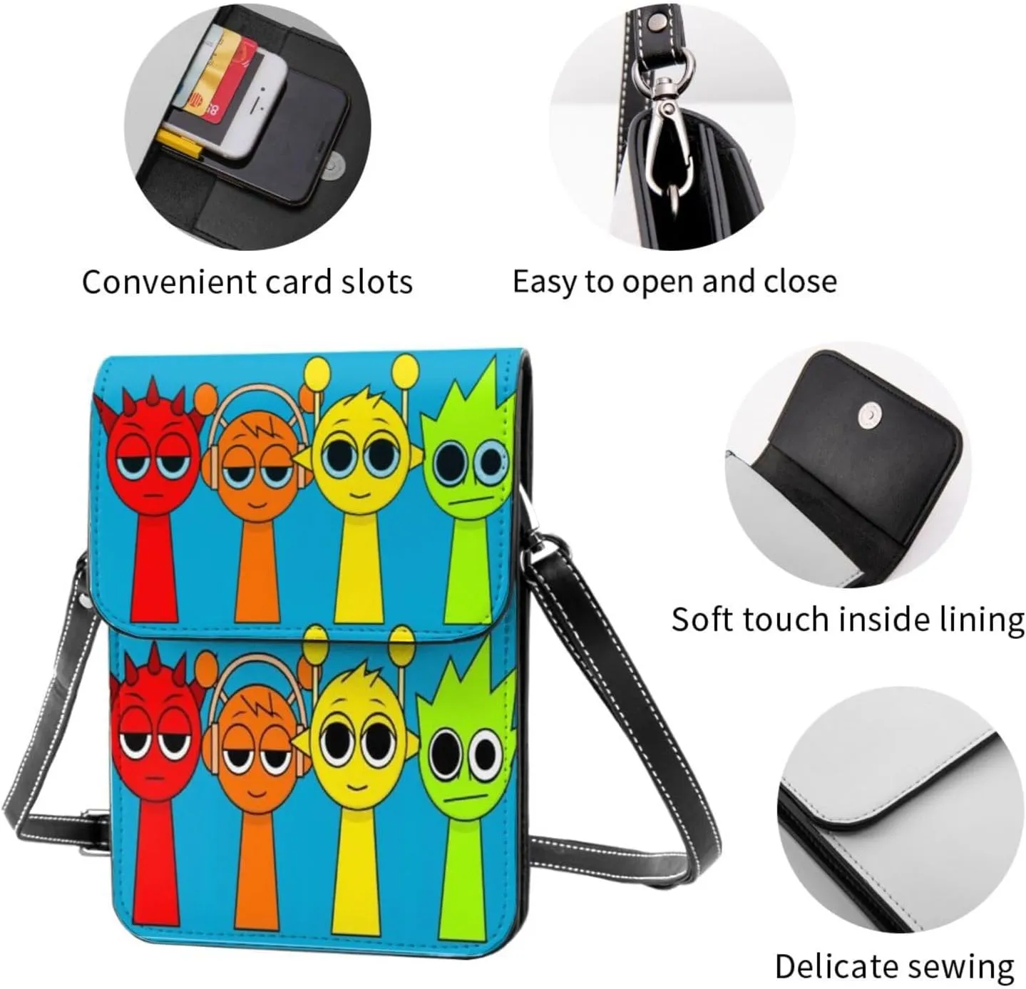 Sprunki Cell Phone Purse Crossbody Bag for Outdoor Travel Sports Camping Hiking Shoulder Bags