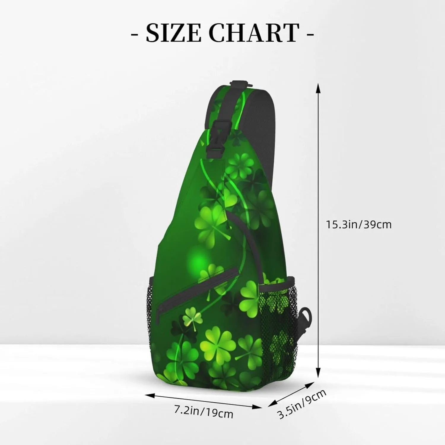 St. Patrick's Day Green Clover Sling Bag,Fashion Crossbody Backpack Shoulder Bag Chest Bag for Men Women