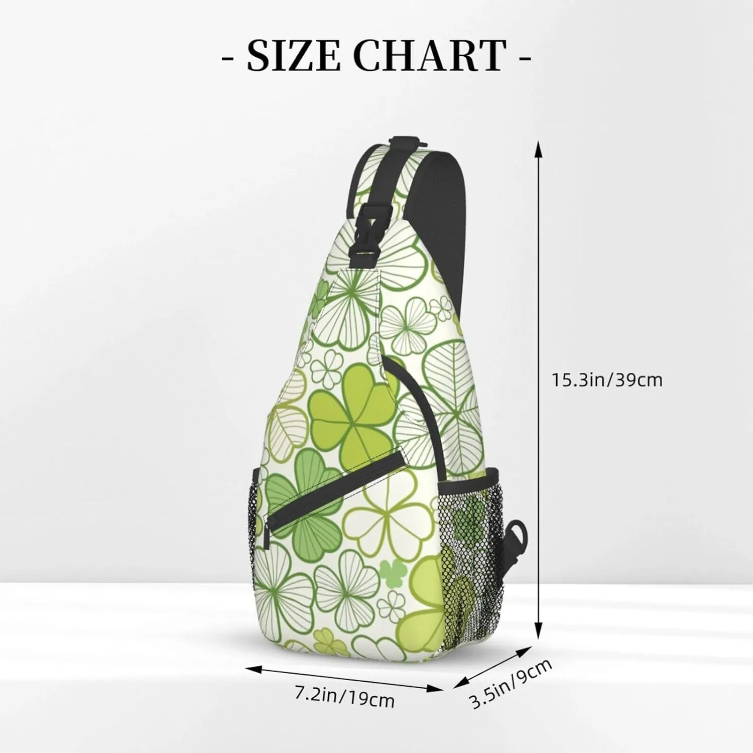 St. Patrick's Day Green Clover Sling Bag,Fashion Crossbody Backpack Shoulder Bag Chest Bag for Men Women