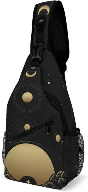 Star-planets-print Sling Bag Crossbody Chest Bag Shoulder Bag For Travel Hiking Cycling Camping