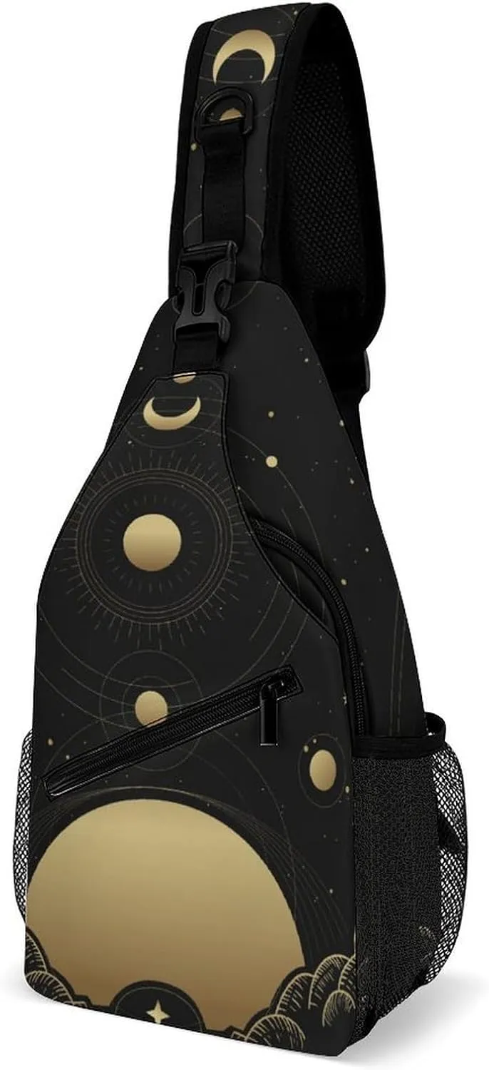 Star-planets-print Sling Bag Crossbody Chest Bag Shoulder Bag For Travel Hiking Cycling Camping