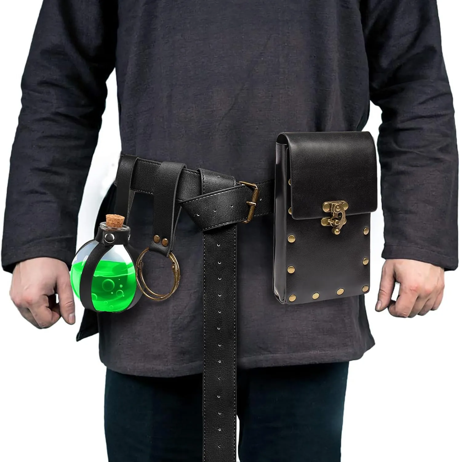 Steampunk Fanny Pack Belt Pouch Phone Purse Magic Corked Potion Bottle Festival Medieval Renaissance Costume Retro Accessory
