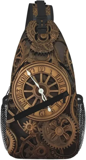 Steampunk Gears Clock Sling Bag For Women Men Travel Hiking Backpack Crossbody Shoulder Chest Bags Casual Daypack