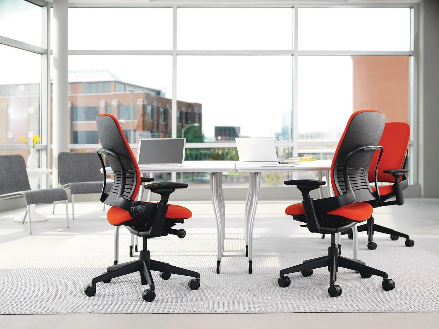 Steelcase Leap Office Chair, Black Frame and Buzz2 Burgundy Fabric