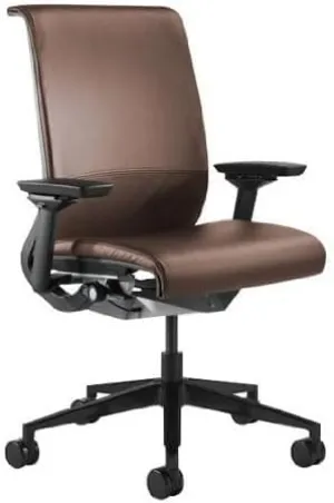 Steelcase Think Chair (R) - Matching Back and Seat Fabric by Steelcase, Fabric = Mahogany Leather; Frame/Base = Black/Black