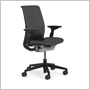 Steelcase Think Chair (R) - Matching Back and Seat Fabric, Fabric = Ebony Leather; Frame/Base = Black/Black