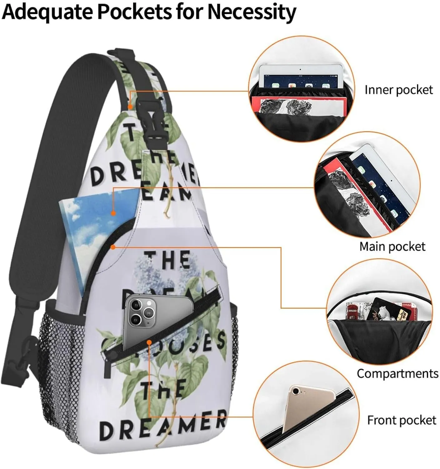 Strange The Dreamer Chest Sling Bag Crossbody Shoulder Backpack Bag Gym Cycling Travel Hiking Daypack Cross Bag
