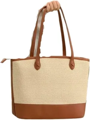 Straw Bag Simple and Versatile Straw Leather Handbag: Start a Carefree Journey Straw Bags