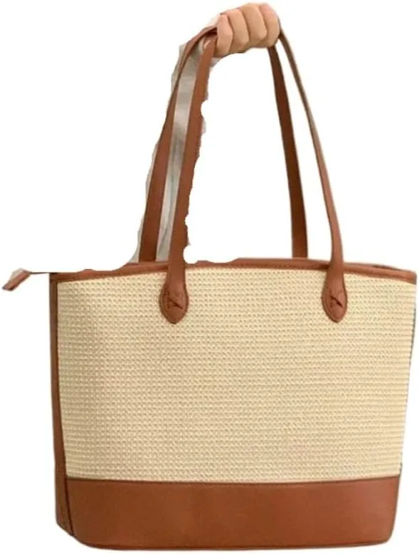 Straw Bag Simple and Versatile Straw Leather Handbag: Start a Carefree Journey Straw Bags