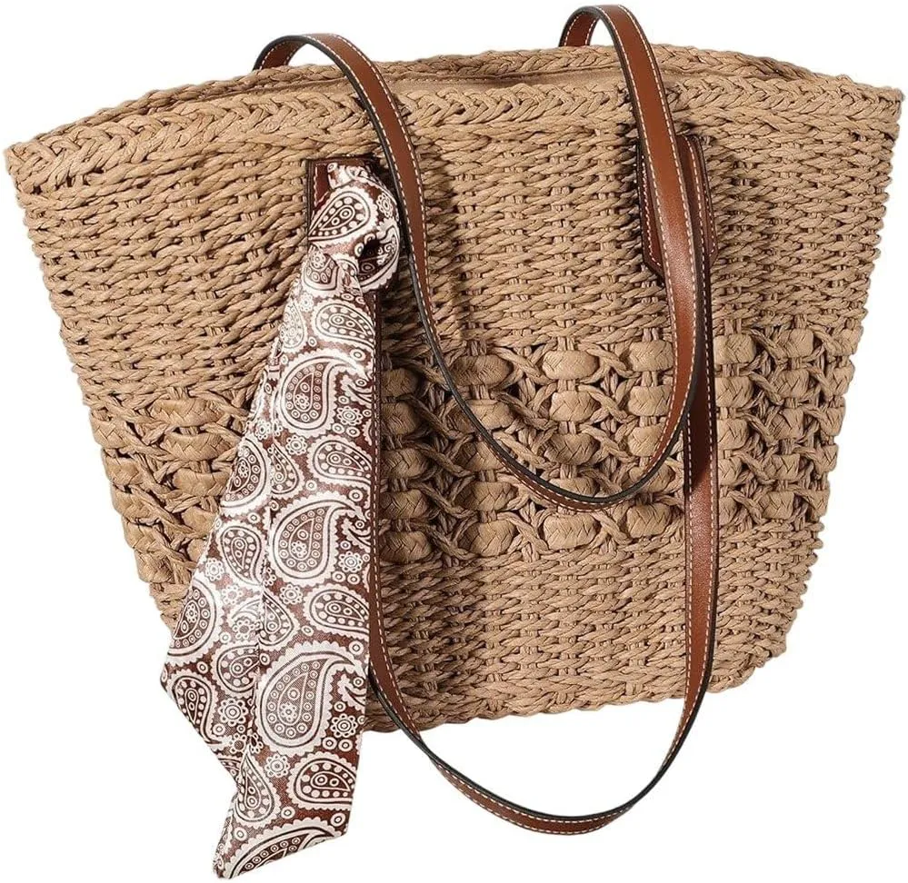 Straw Bags for Women Travel Straw Bag Woven Summer Handmade Shoulder Bag Handbag