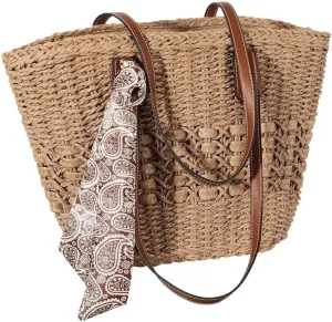 Straw Bags for Women Travel Straw Bag Woven Summer Handmade Shoulder Bag Handbag
