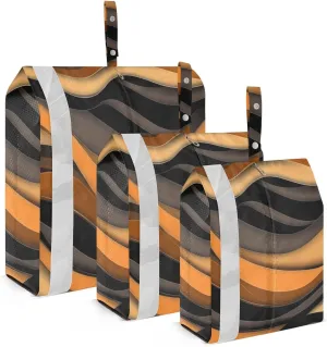strips Caramel and Black3pcs Travel Packing Storage Bags Stackable Blanket Bags For Closet Storage Luggage Organizer Bag Clothes Storage