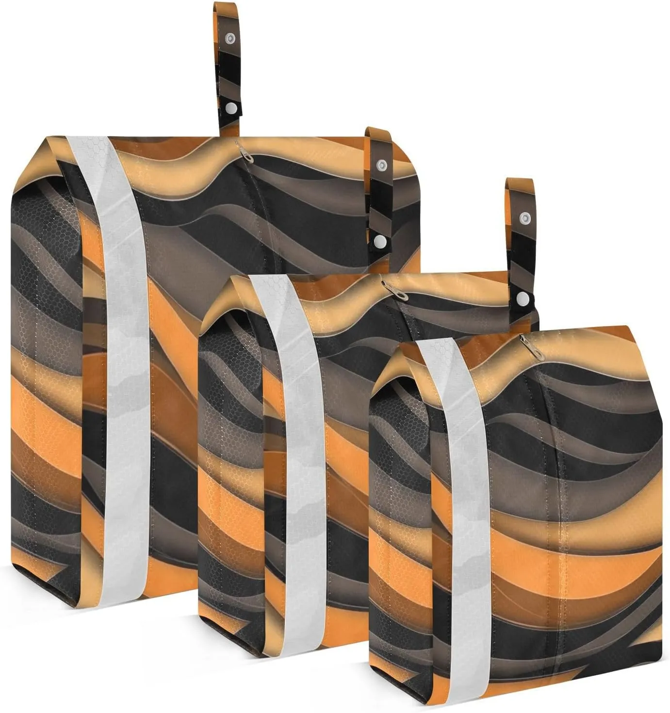 strips Caramel and Black3pcs Travel Packing Storage Bags Stackable Blanket Bags For Closet Storage Luggage Organizer Bag Clothes Storage