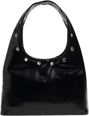 Studded Purse, Leather Shoulder Bag for Women, Red, 9.06x5.51x1.18 inches, Punk Style Hobo Tote Bag