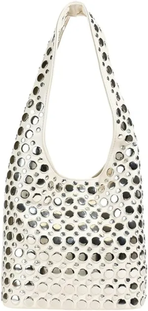 Studded Shoulder Bag Women PU Leather Y2k 90s Punk Tote Bags Streetwear Underarm Purse Top-handle Hobo Shoulder Handbag