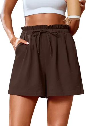SUEANI Women's Casual Shorts Drawstring Elastic Waist Shorts Summer Beach Shorts with Pockets
