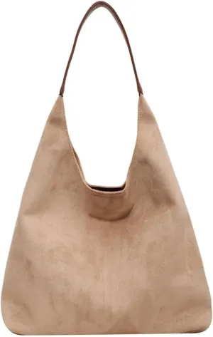 Suede Tote Bags for Women - Work & Office Bags, Slouchy Hobo Handbags, Fall Faux Suede Purse