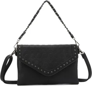 SUKUTU Women Skull Cross Body Bag Gothic Purse Vintage Punk Envelope Bag Classic Satchel Tote