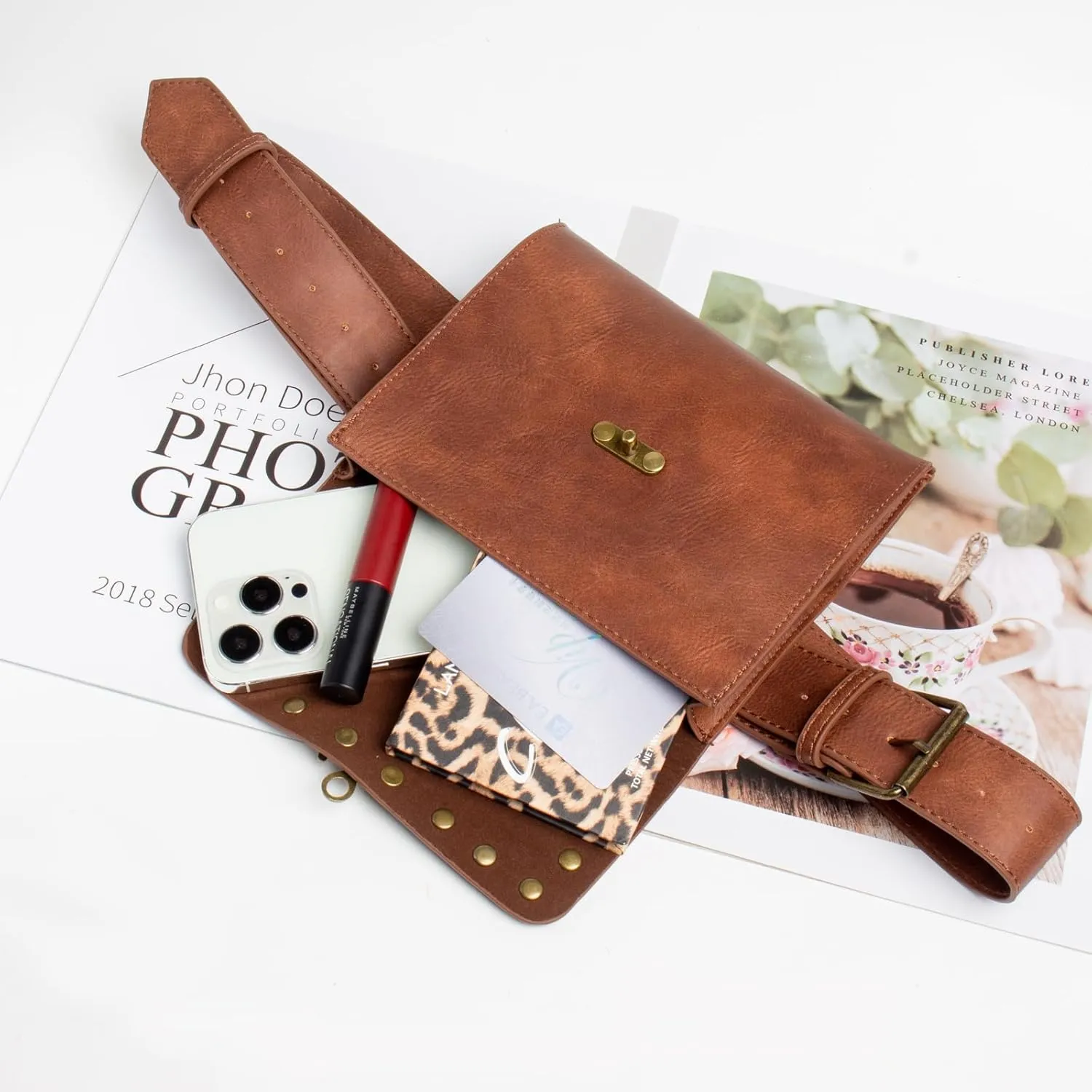 SUMGOGO Retro Belt Pouch Waist Bag Womens Fanny Pack Cellphone Holder Steampunk Medieval Renaissance Purse Costume Accessory