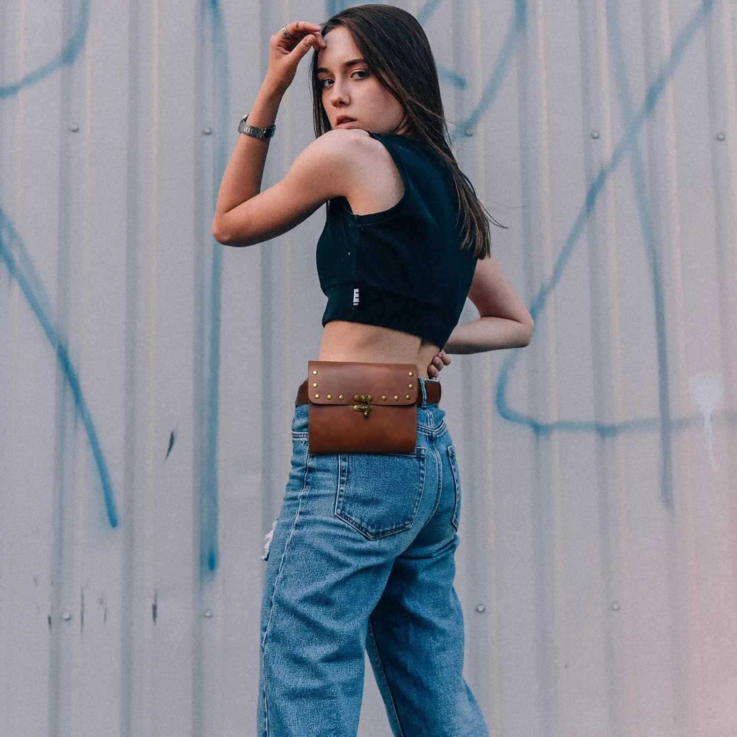 SUMGOGO Retro Belt Pouch Waist Bag Womens Fanny Pack Cellphone Holder Steampunk Medieval Renaissance Purse Costume Accessory
