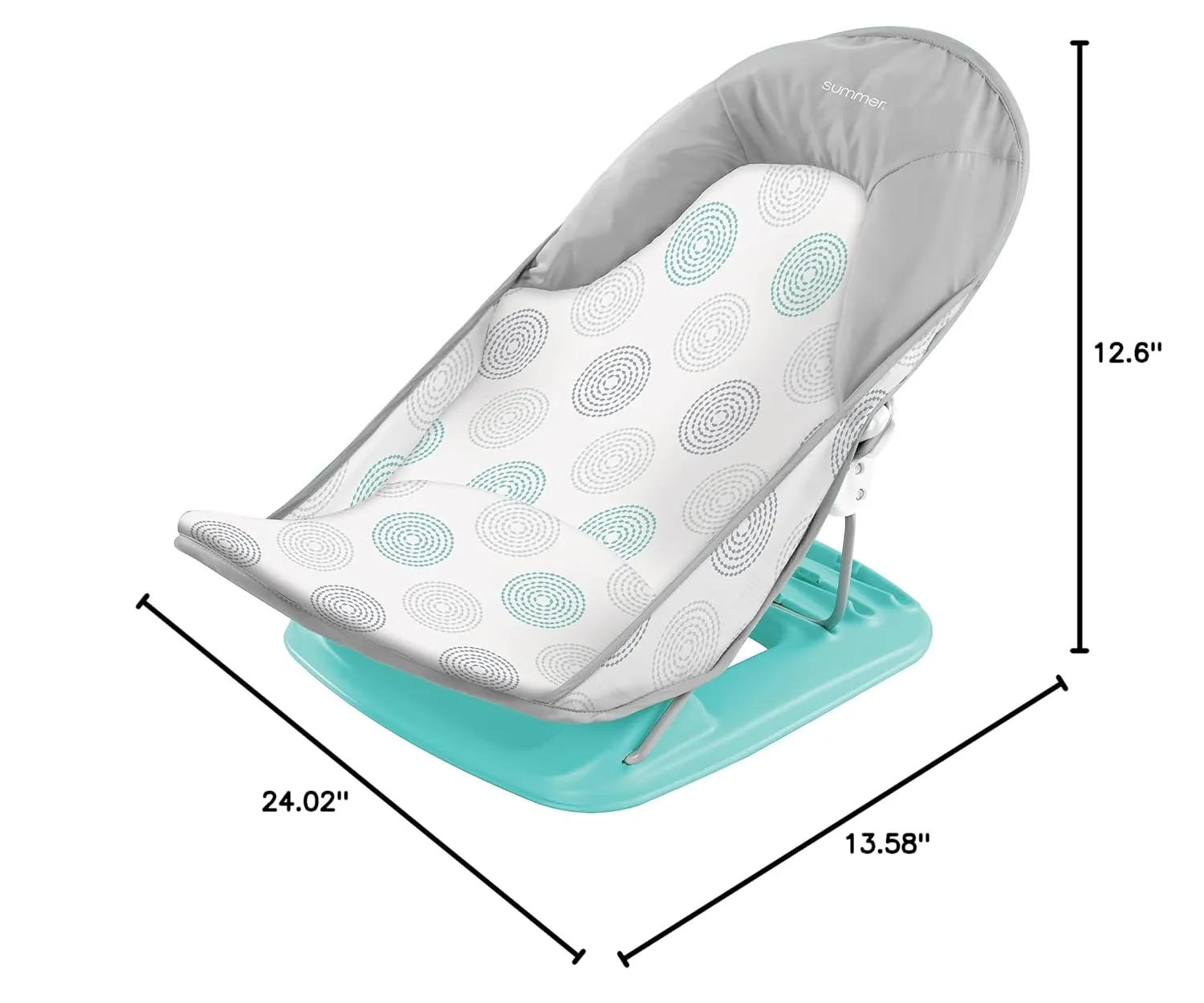 Summer Infant Deluxe Baby Bath Seat, Adjustable Support for Sink or Bathtub, Includes 3 Reclining Positions - Dashed Dots