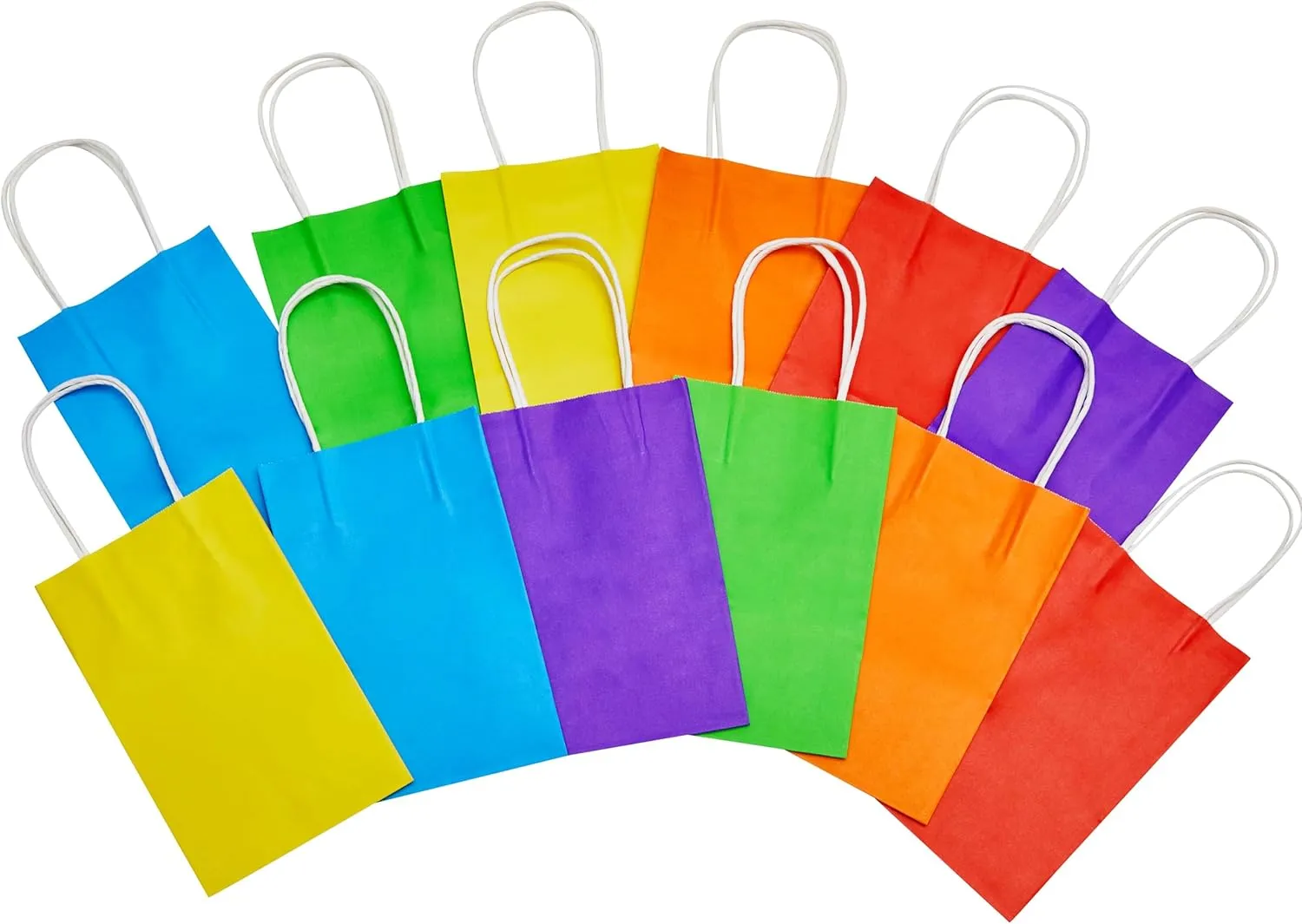SUNCOLOR 24 Pieces 8" Rainbow Goodie Bags Small Gift Bags with Handle for Party Favor Bags (Rainbow)