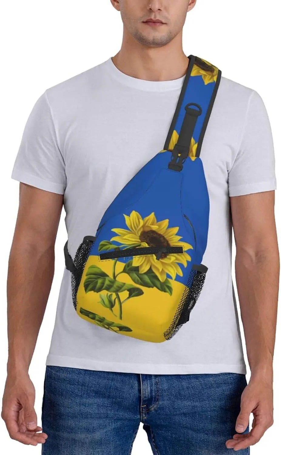 Sunflower Ukrainian Crossbody Backpack Dachshunds Dog Chest Bag Lightweight One Strap Backpack Multipurpose Travel Hiking For Men Women