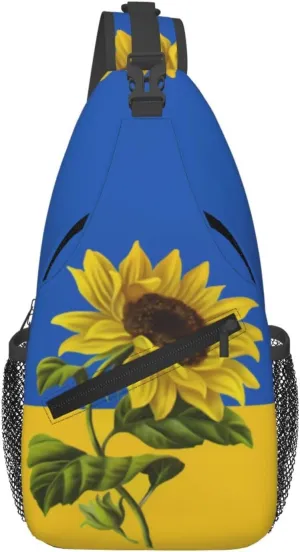 Sunflower Ukrainian Crossbody Backpack Dachshunds Dog Chest Bag Lightweight One Strap Backpack Multipurpose Travel Hiking For Men Women