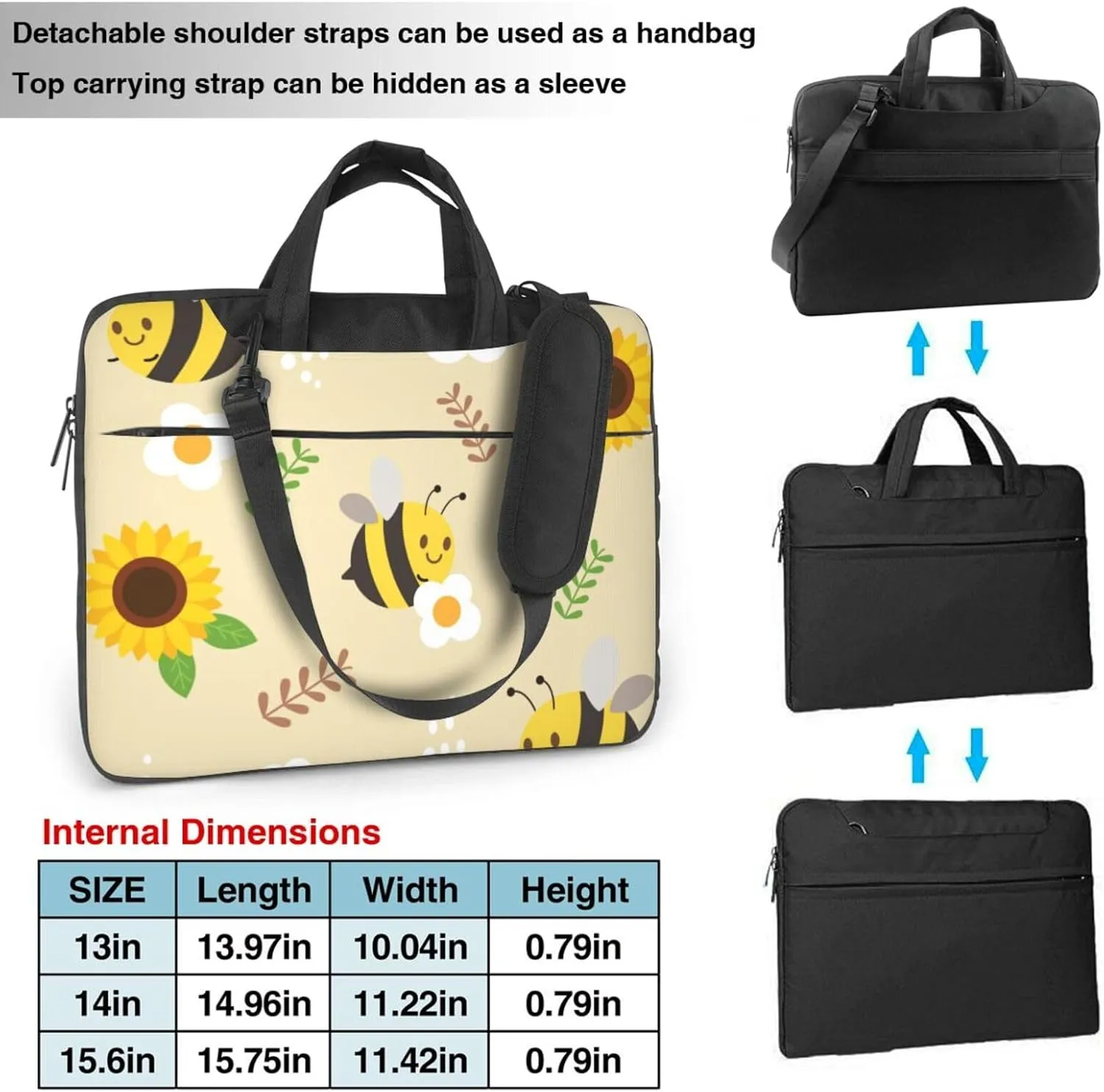 Sunflowers Laptop Bag Classic Slim Briefcase Messenger Bag, Spacious, Ergonomic