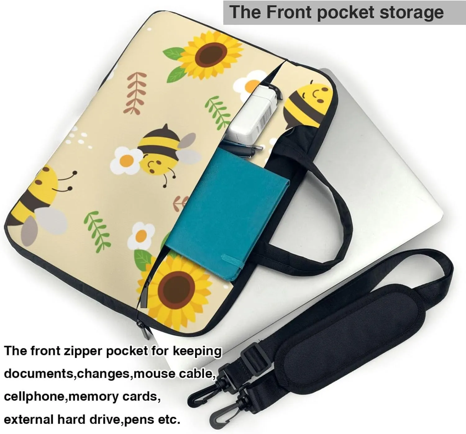 Sunflowers Laptop Bag Classic Slim Briefcase Messenger Bag, Spacious, Ergonomic