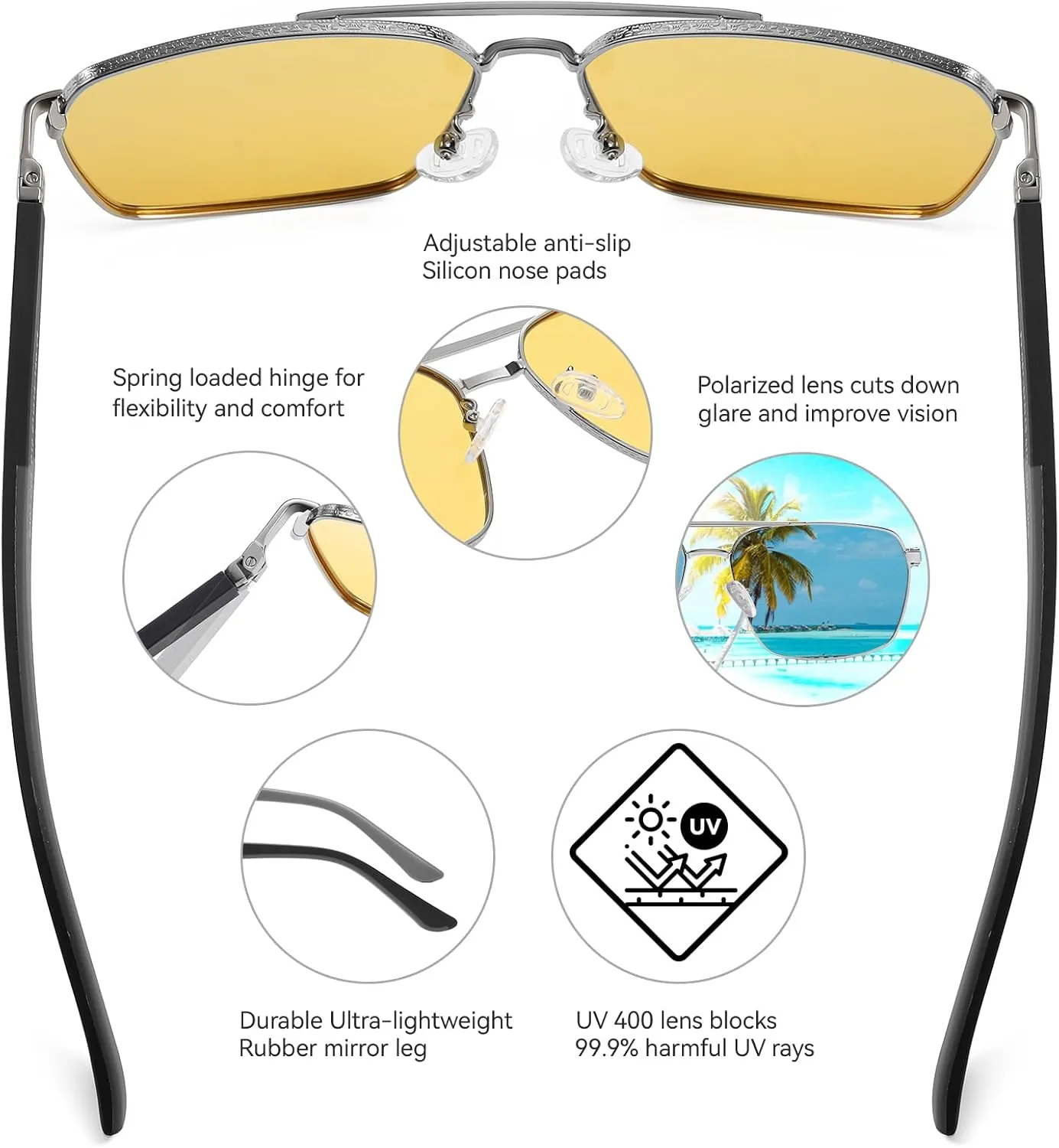 Sunglasses for Men Women Trendy Polarized Sunglasses UV400 Fashion SunGlasses Aviator Sunglasses for Driving Fishing