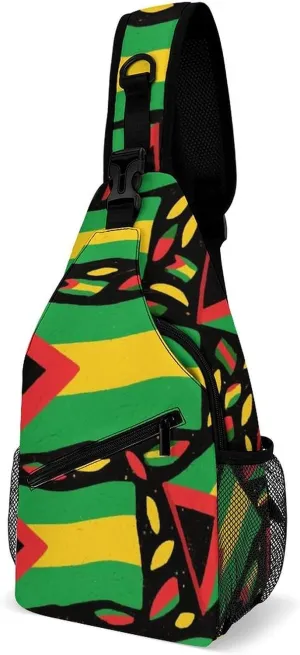 Supdreamc Men & Women Sling Backpack Casual Carrying Tote Case Crossbody Travel Bag - Multipurpose Anti-Theft Bookbag, Jamaican Rasta Flag Art Breathable Crossbody Shoulder Bag