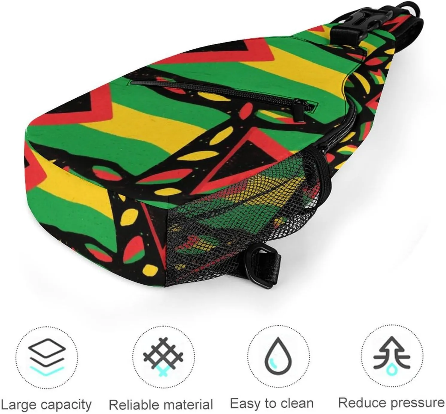 Supdreamc Men & Women Sling Backpack Casual Carrying Tote Case Crossbody Travel Bag - Multipurpose Anti-Theft Bookbag, Jamaican Rasta Flag Art Breathable Crossbody Shoulder Bag