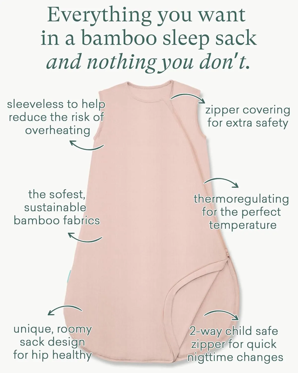 Supersoft Sleep Sack 0.5 TOG, Premium Bamboo Viscose Sleeping Bag Thin Baby Wearable Blanket 2-Way Zipper Sleep Sack