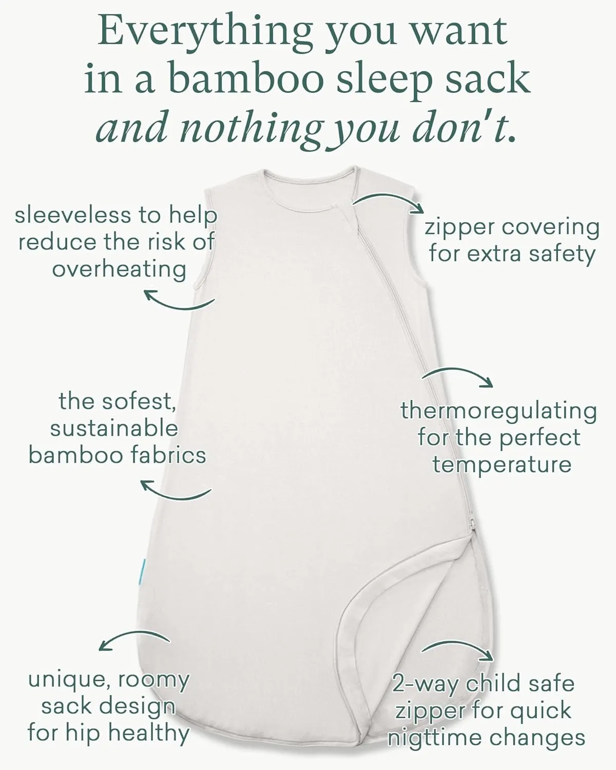 Supersoft Sleep Sack 0.5 TOG, Premium Bamboo Viscose Sleeping Bag Thin Baby Wearable Blanket 2-Way Zipper Sleep Sack