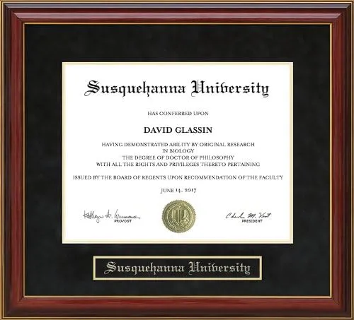 Susquehanna University Mahogany Diploma Frame