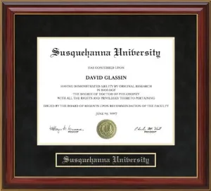 Susquehanna University Mahogany Diploma Frame