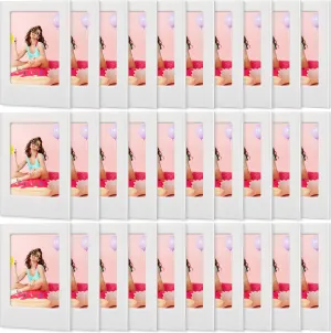 Suzile 30 Pack Mini Magnetic Picture Frames 2x3 Inch Picture Frames Small Table Picture Holder Compatible with Polaroid Fujifilm Instax Film Photos for Fridge Table Locker Whiteboard (White