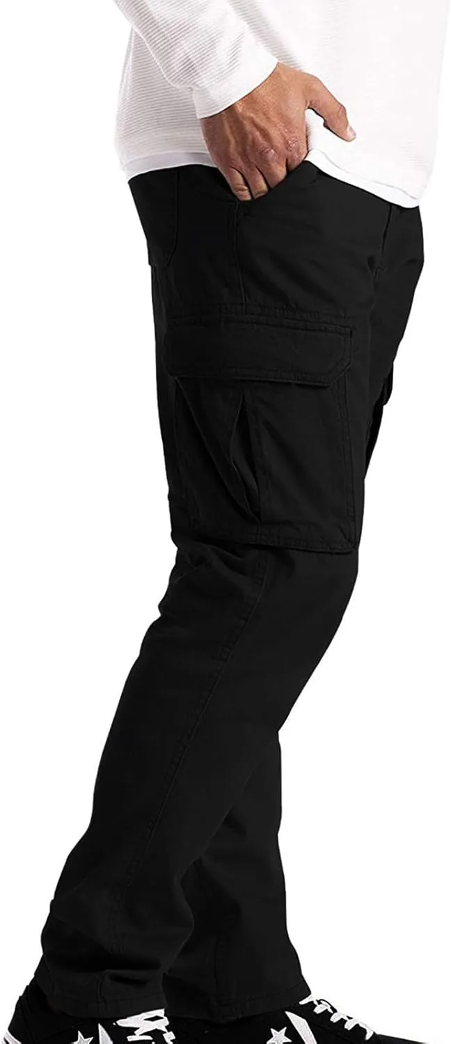 Sweatpants for Men Cotton Casual Waist Men Solid with Pockets Waist Trousers Elastic Men's Stretch Waist Cargo