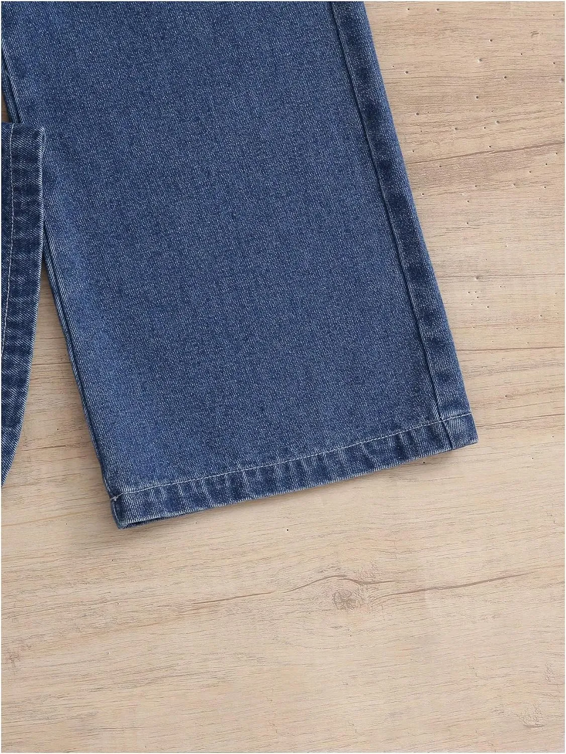 SweatyRocks Girl's Casual Elastic High Waist Wide Leg Jeans Button Front Pockets Denim Pants