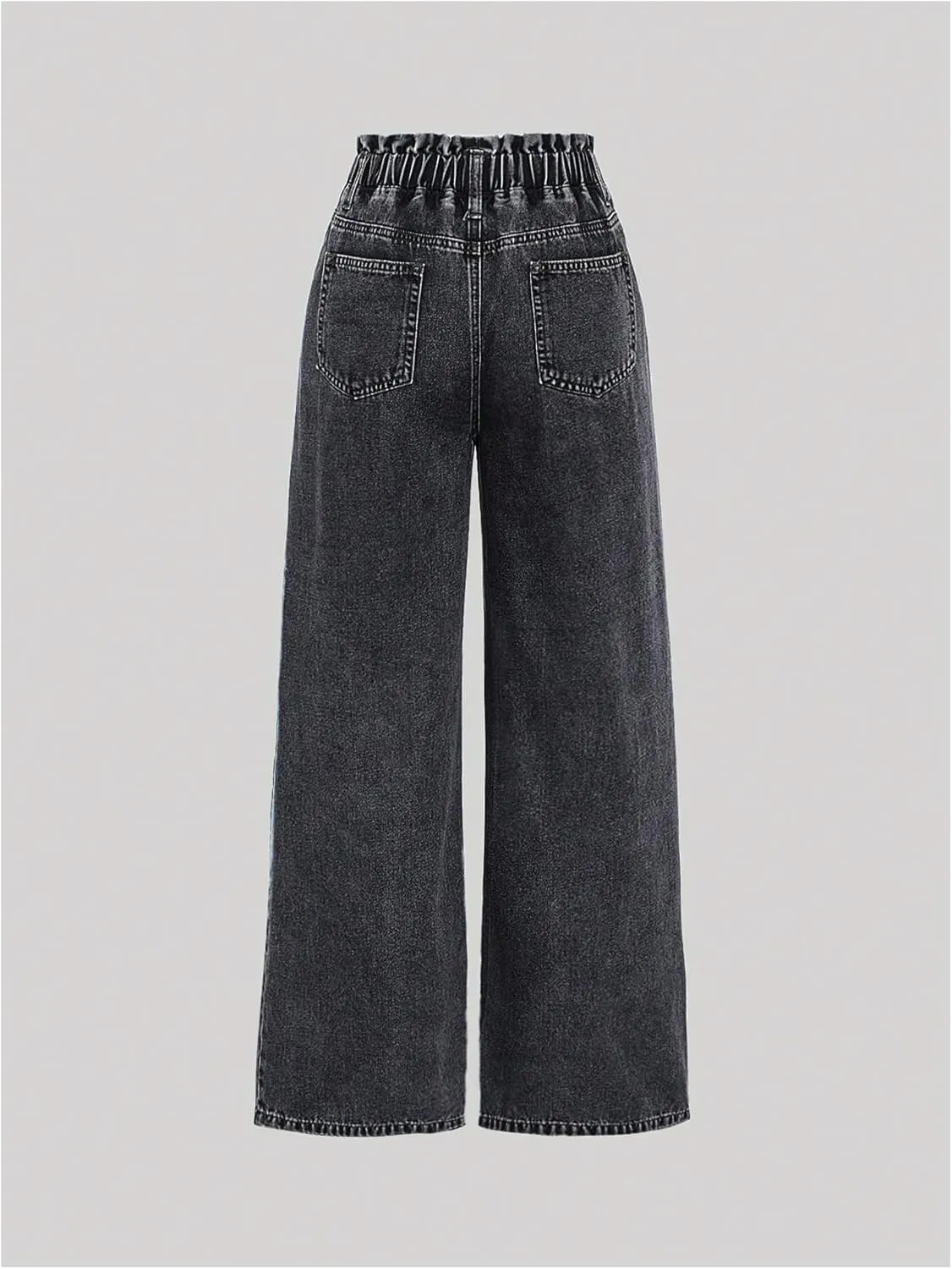SweatyRocks Girl's Wide Leg Denim Pants Elastic High Waisted Loose Jeans with Pocket