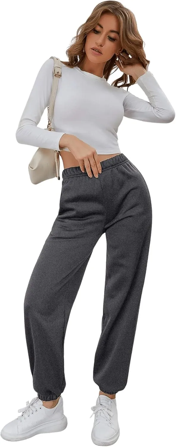 SweatyRocks Women's Elastic High Waist Sweatpants Workout Pocket Jogger Pants