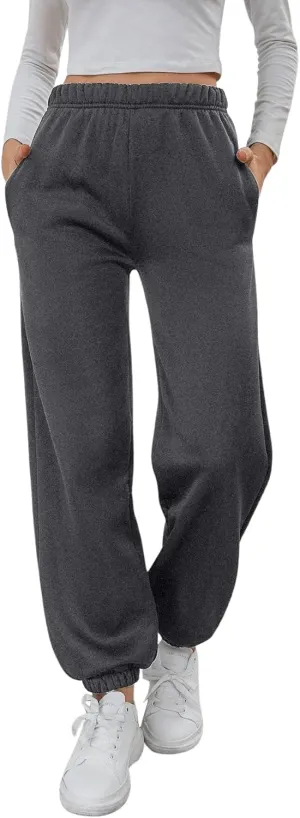 SweatyRocks Women's Elastic High Waist Sweatpants Workout Pocket Jogger Pants