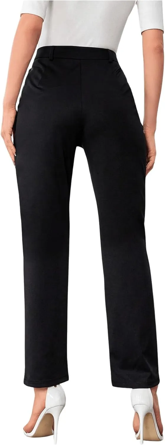 SweatyRocks Women's Vintage Plaid Casual Pocket Pants with Drawstring Elastic Waist