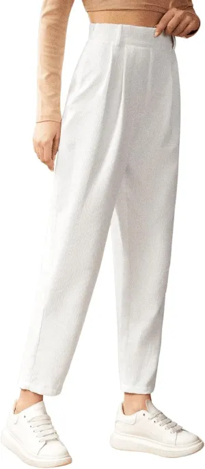 SweatyRocks Women's Vintage Plaid Casual Pocket Pants with Drawstring Elastic Waist