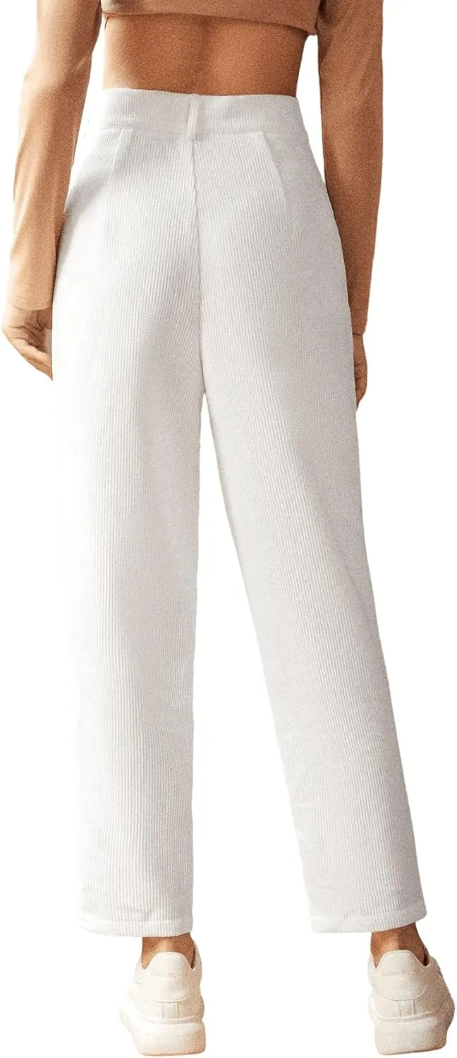 SweatyRocks Women's Vintage Plaid Casual Pocket Pants with Drawstring Elastic Waist